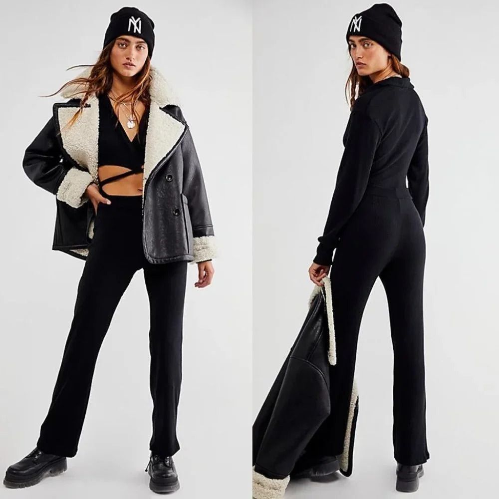 Free People LNA Emily Jumpsuit Size Small Black NWOT